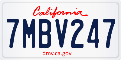 CA license plate 7MBV247