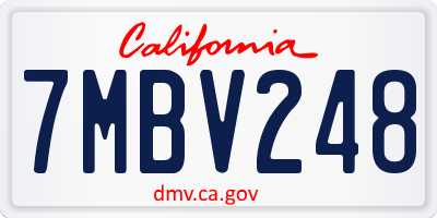 CA license plate 7MBV248