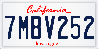 CA license plate 7MBV252