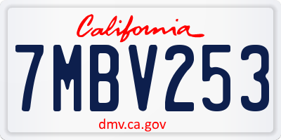 CA license plate 7MBV253