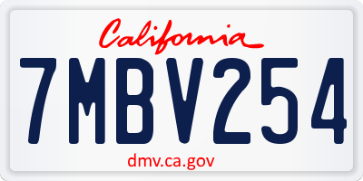 CA license plate 7MBV254