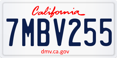 CA license plate 7MBV255