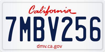 CA license plate 7MBV256