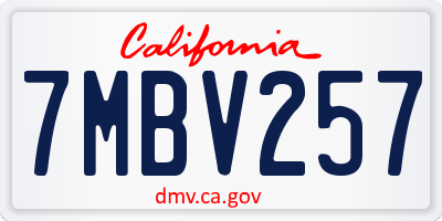 CA license plate 7MBV257