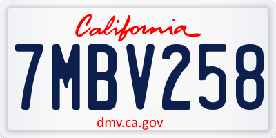 CA license plate 7MBV258