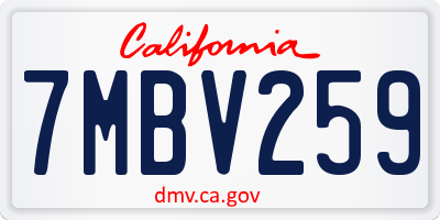 CA license plate 7MBV259