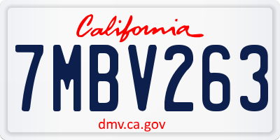 CA license plate 7MBV263