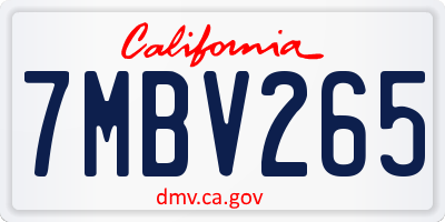 CA license plate 7MBV265