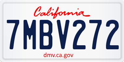 CA license plate 7MBV272