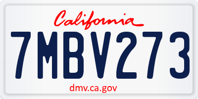 CA license plate 7MBV273