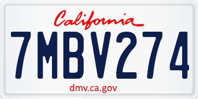 CA license plate 7MBV274