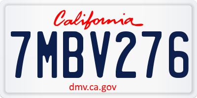 CA license plate 7MBV276