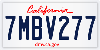 CA license plate 7MBV277