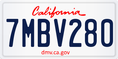 CA license plate 7MBV280