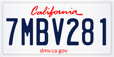 CA license plate 7MBV281