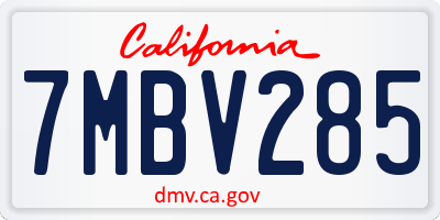 CA license plate 7MBV285