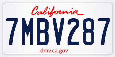 CA license plate 7MBV287