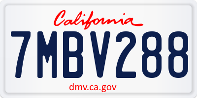 CA license plate 7MBV288