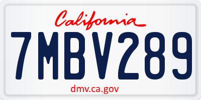 CA license plate 7MBV289