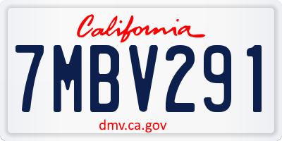 CA license plate 7MBV291