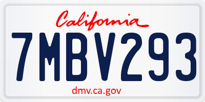 CA license plate 7MBV293
