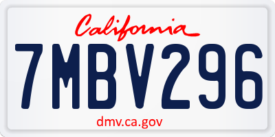 CA license plate 7MBV296