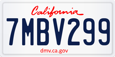 CA license plate 7MBV299