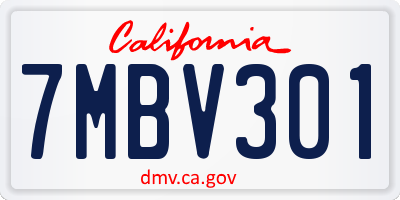 CA license plate 7MBV301