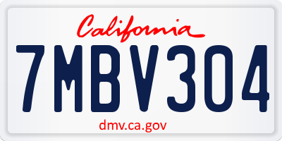 CA license plate 7MBV304