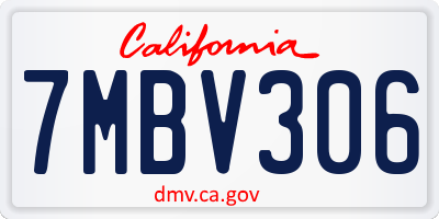 CA license plate 7MBV306