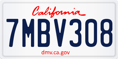 CA license plate 7MBV308