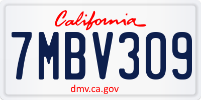 CA license plate 7MBV309