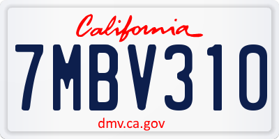 CA license plate 7MBV310
