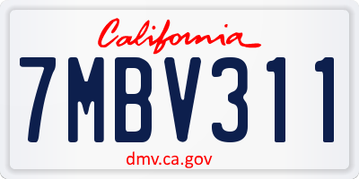 CA license plate 7MBV311
