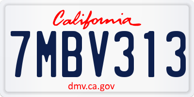 CA license plate 7MBV313