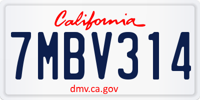 CA license plate 7MBV314