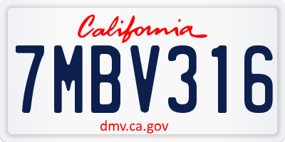 CA license plate 7MBV316