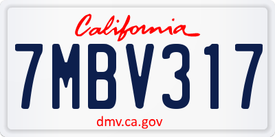 CA license plate 7MBV317