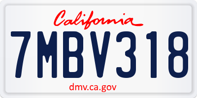 CA license plate 7MBV318