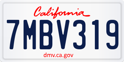 CA license plate 7MBV319