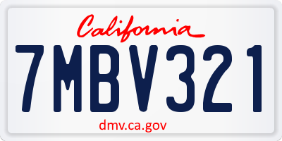 CA license plate 7MBV321