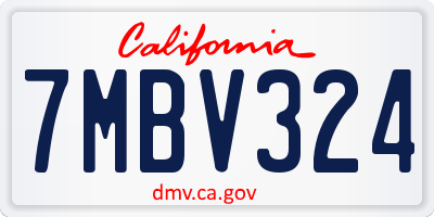 CA license plate 7MBV324