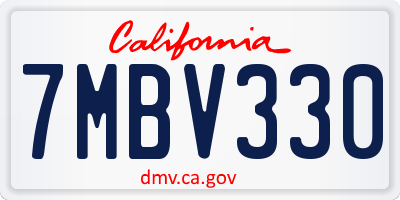 CA license plate 7MBV330