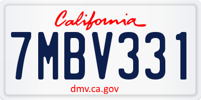 CA license plate 7MBV331