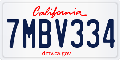 CA license plate 7MBV334