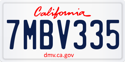 CA license plate 7MBV335
