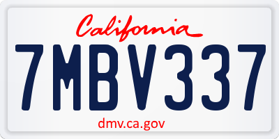 CA license plate 7MBV337