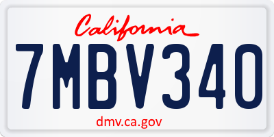 CA license plate 7MBV340