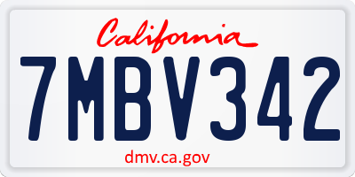 CA license plate 7MBV342