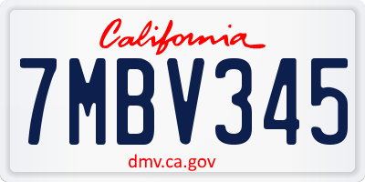 CA license plate 7MBV345